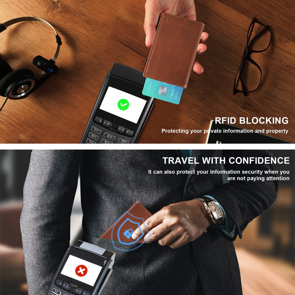 TOYFID Aluminum Alloy Wallet With Genuine Leather Cover Men's Billfolds-3