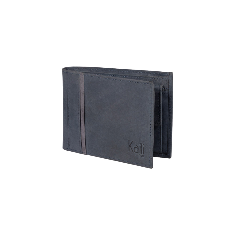 K12203DF | Men's Wallet in Genuine Full-Grain Naked Leather. Blue. RFID Protection. Closed Dimensions: 12.5 x 9.5 x 2 cm. Packaging: Gift box with lid/bottom-0