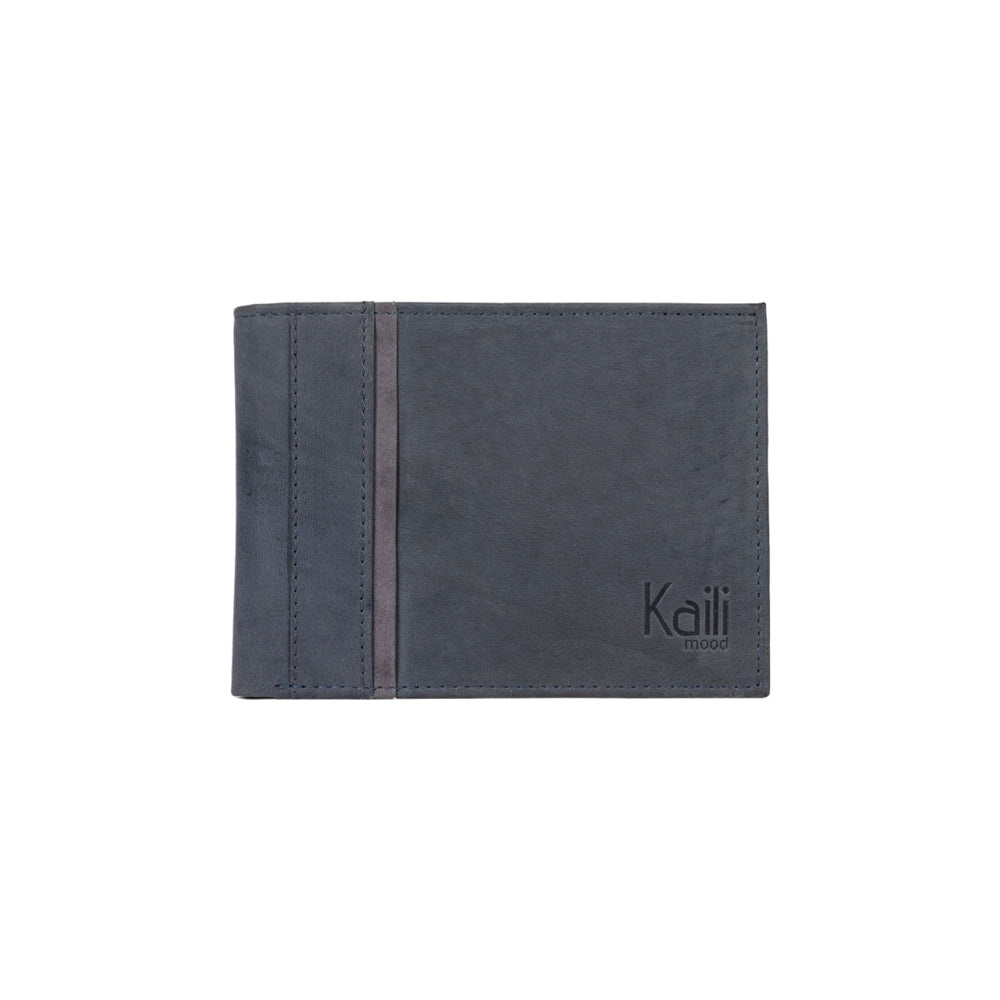 K12203DF | Men's Wallet in Genuine Full-Grain Naked Leather. Blue. RFID Protection. Closed Dimensions: 12.5 x 9.5 x 2 cm. Packaging: Gift box with lid/bottom-2