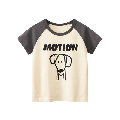 Adorable Cartoon Print Girls’ Patchwork T-Shirt For Summer-0